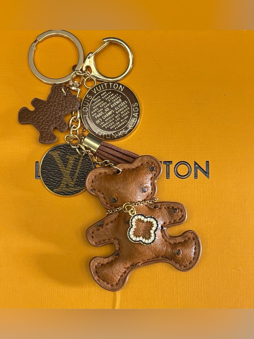 Louis Vuitton Brown Teddy Bear Leather Key Charm